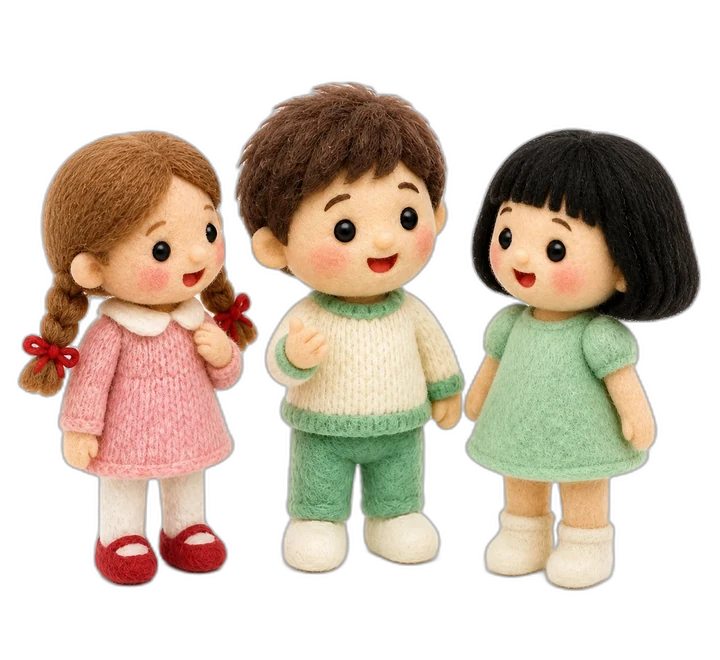 아이 셋이 모여 즐겁게 이야기 나누는 모습